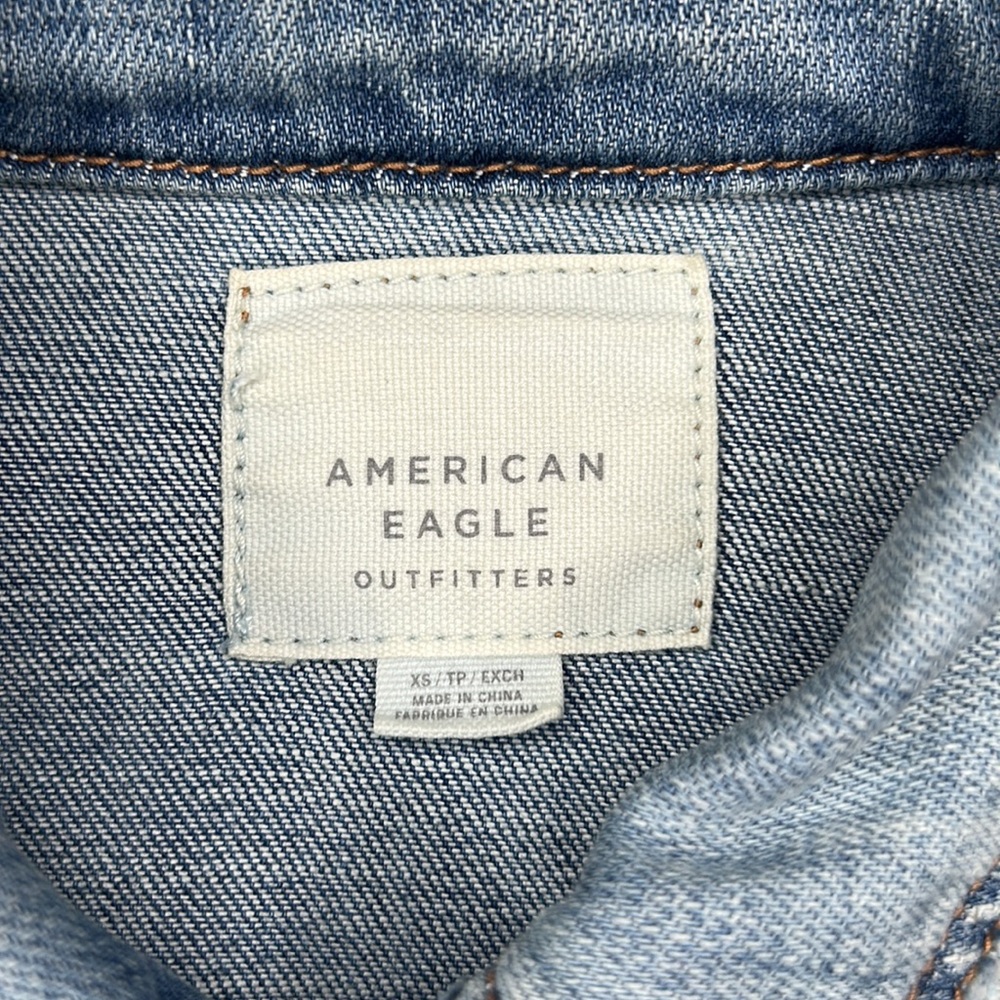 American Eagle Denim Jacket With Embroidered Slee… - image 3